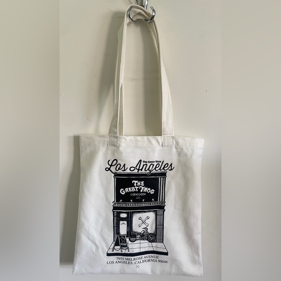 New The Great Frog LA MELROSE LONDON 10th year cream graphic design tote bag pin - Picture 2 of 4